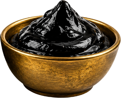 Shilajit resin in golden bowl
